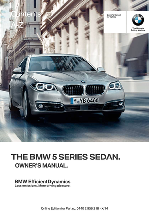 2014 BMW 5 SERIES Owner's Manual