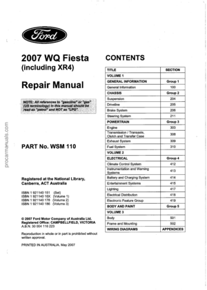 2007 FORD FIESTA Workshop Manual