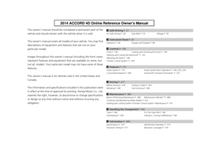 2014 HONDA ACCORD Owners Manual