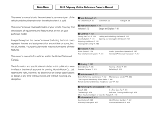 2012 HONDA ODYSSEY Owners Manual