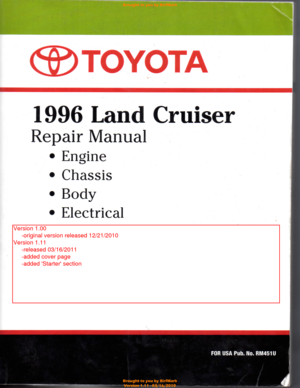 1996 TOYOTA LAND CRUISER Workshop Manual