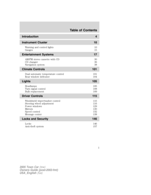 2005 LINCOLN TOWN CAR Owners Manual