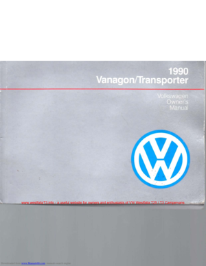 1990 VOLKSWAGEN TRANSPORTER Owners Manual