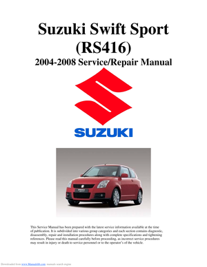 2004 SUZUKI SWIFT Service Workshop Manual