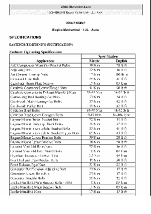 2002 CHEVROLET AVEO Service Repair Manual