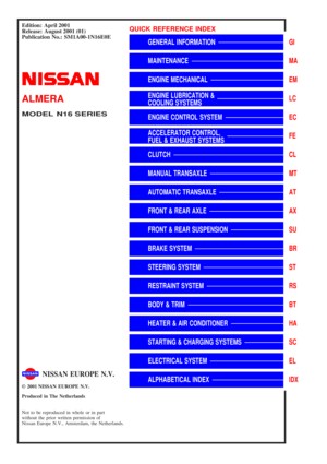 2001 NISSAN ALMERA Service Manual