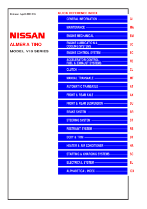 2001 NISSAN ALMERA TINO Service Repair Manual