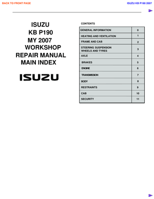 2007 ISUZU KB P190 Workshop Repair Manual