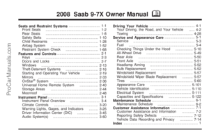 2008 SAAB 9-7X Owners Manual